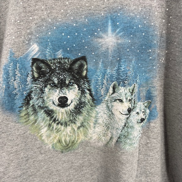 Vintage Natural Wonders Wolf Graphic T Shirt Mens XL Short Sleeve Gray USA Made - Picture 4 of 5